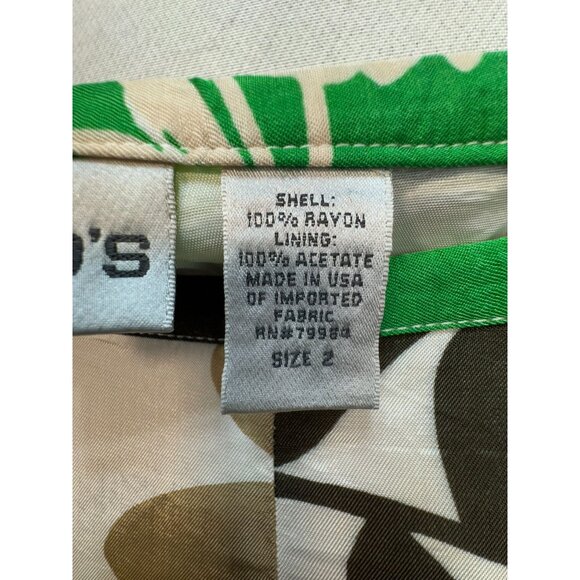Chicos Womens  Floral A-Line Skirt Size 2 Medium Green/White/Brown - Picture 3 of 10